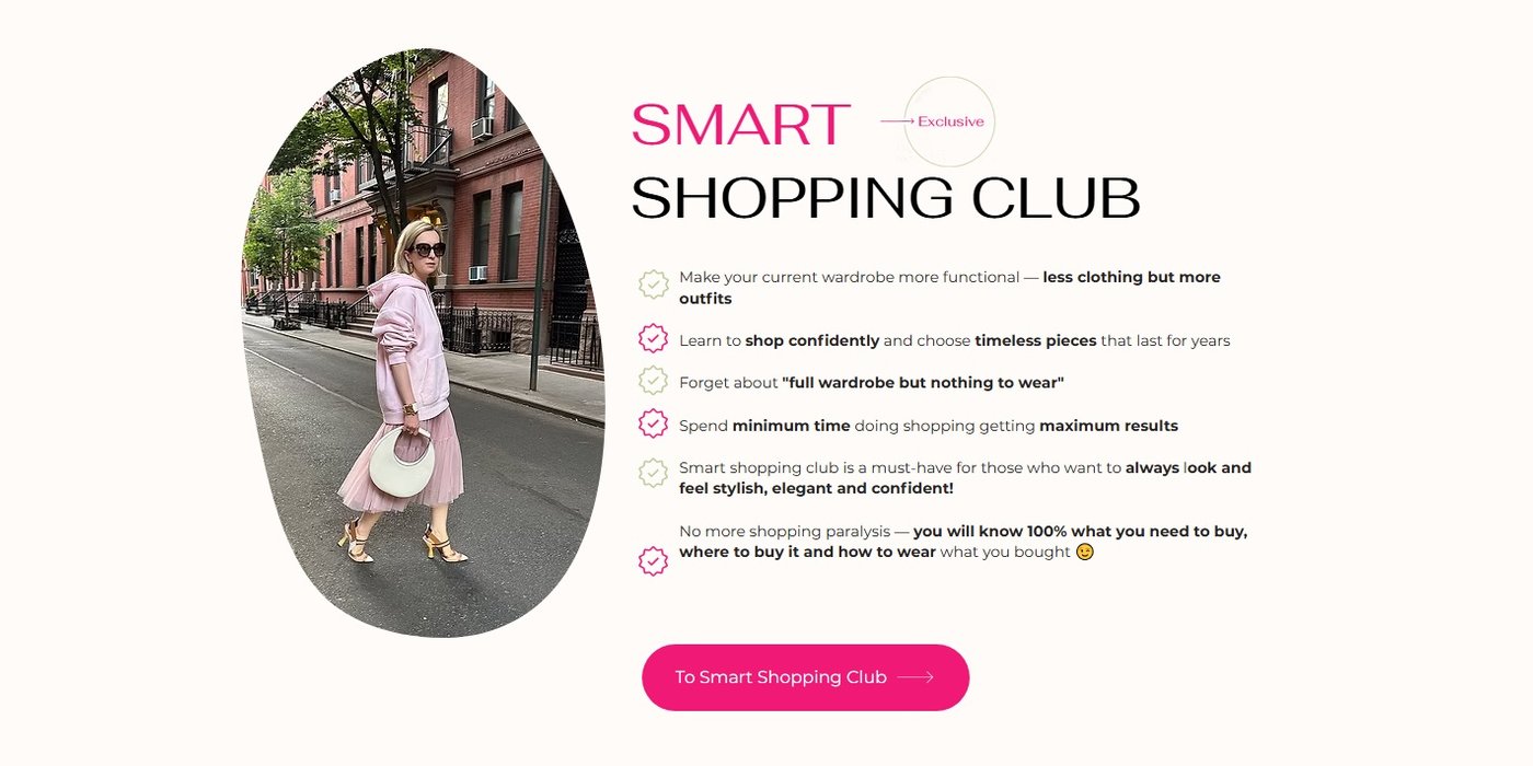 Smart Shopping Club website, Lena Aspette project